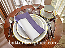 White Hemstitch Napkin with Imperial Purple colored Trims.